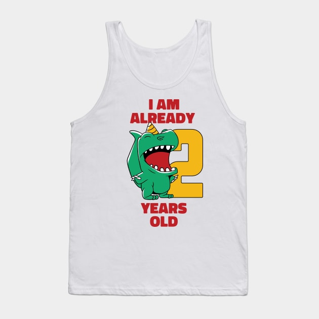 I'm Already 2 Years Old // 2nd Birthday T-Rex Dinosaur Tank Top by SLAG_Creative